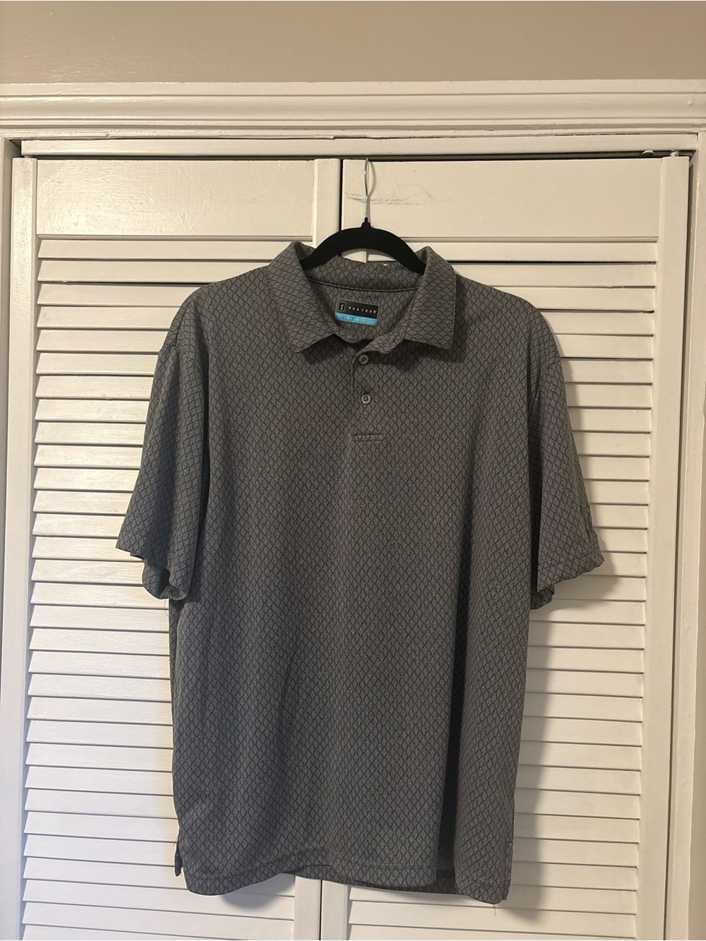 PGA Tour Grey Short-Sleeve Geometric Polo